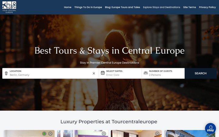 Screenshot of tourcentraleurope.com