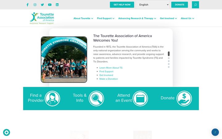 Screenshot of tourette.org