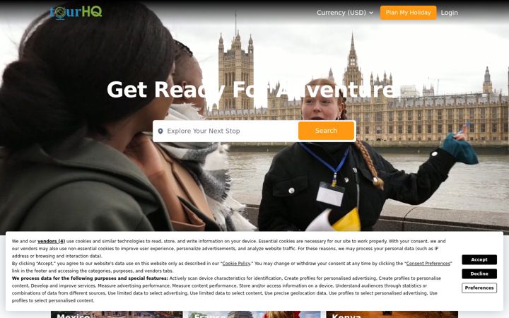 Screenshot of tourhq.com