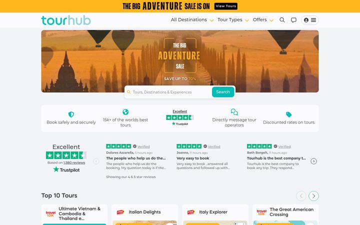 Snímek obrazovky tourhub.co