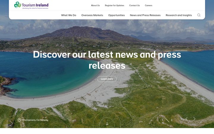 Skjermbilde av tourismireland.com