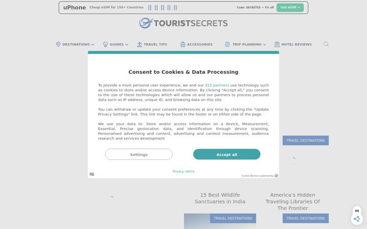 Screenshot of touristsecrets.com