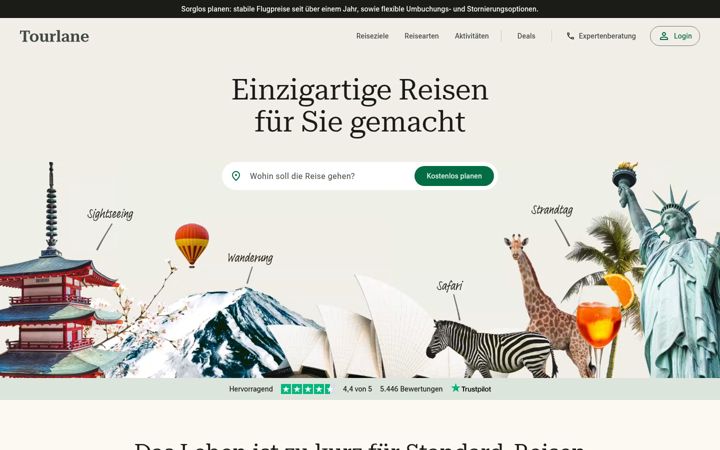 Screenshot of tourlane.de
