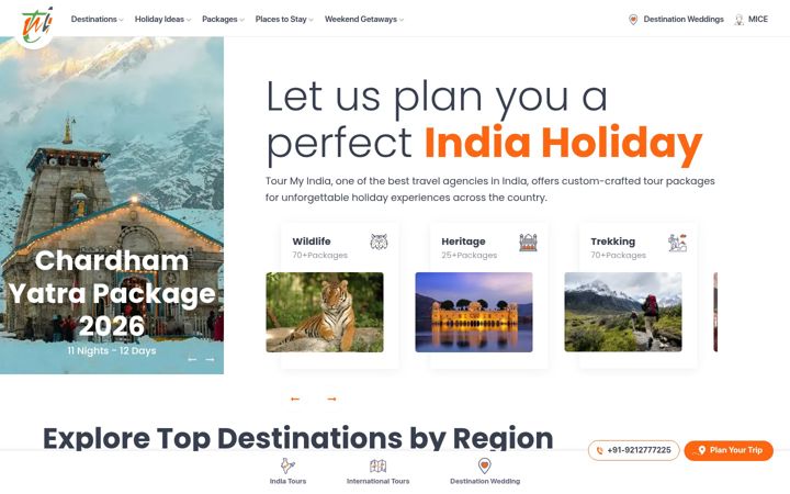 Screenshot of tourmyindia.com