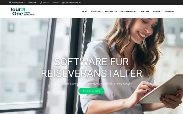 Screenshot of tourone-travel-solutions.de