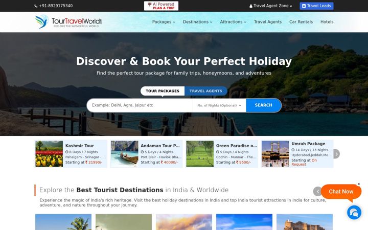 Skærmbillede af tourtravelworld.com