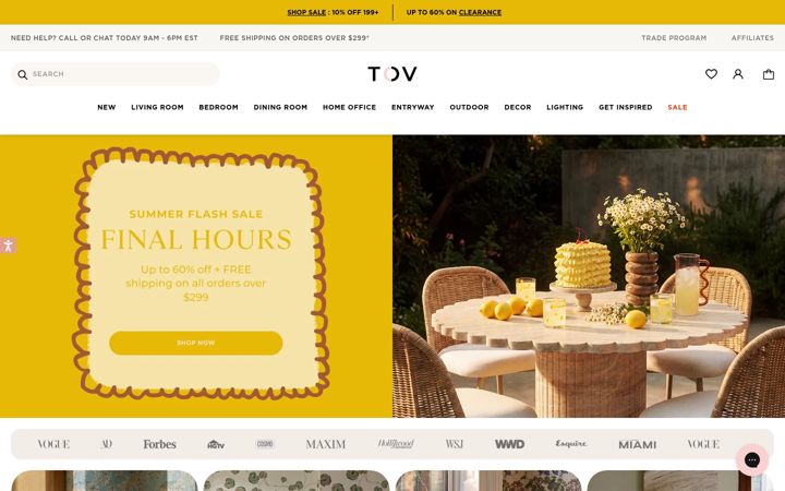 Captura de pantalla de tovfurniture.com