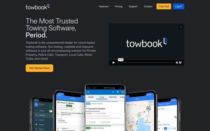 Kuvakaappaus sivustosta towbook.com