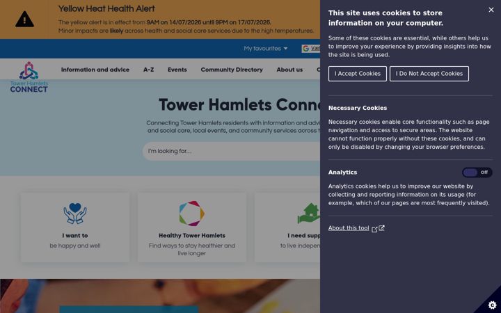Skjermbilde av towerhamletsconnect.org