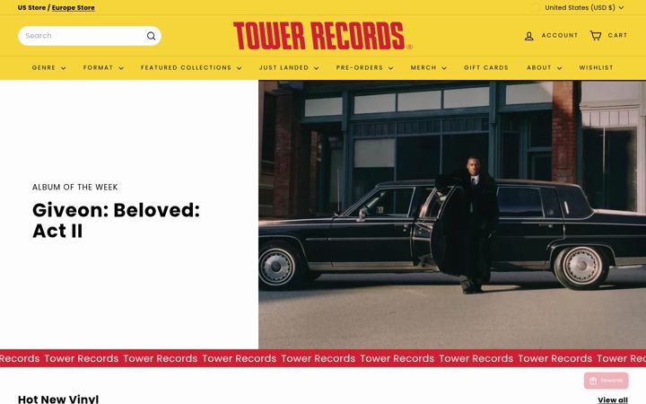 Screenshot of towerrecords.com