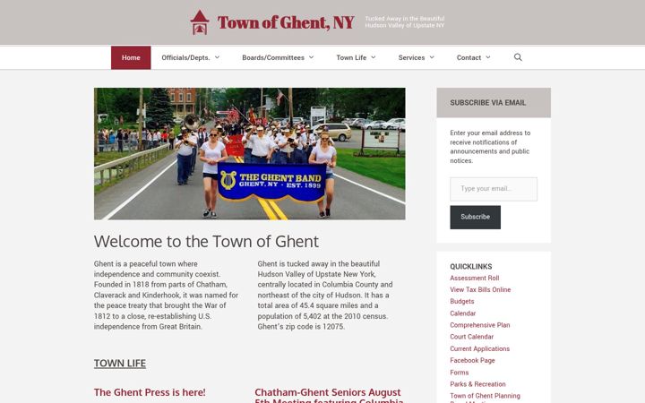 Screenshot of townofghent.org