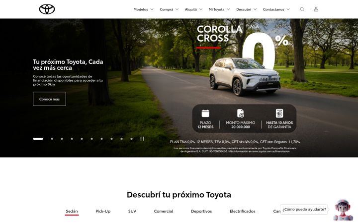 Screenshot of toyota.com.ar