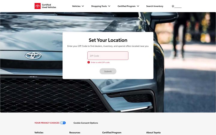 Screenshot von toyotacertified.com