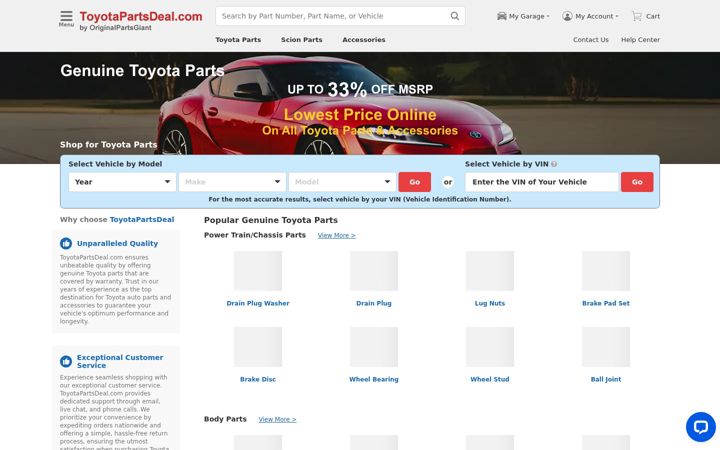 Screenshot of toyotapartsdeal.com