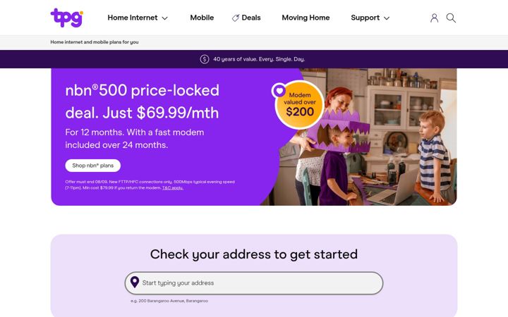 Screenshot of tpg.com.au