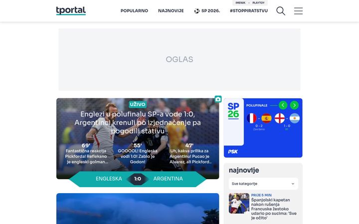 Screenshot di tportal.hr