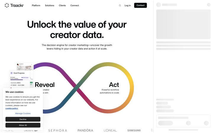 Screenshot of traackr.com