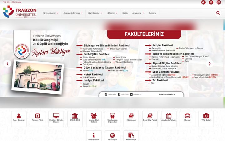 Captura de pantalla de trabzon.edu.tr