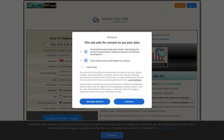 Screenshot of tracemyip.org