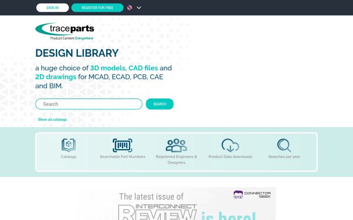 Screenshot του traceparts.com