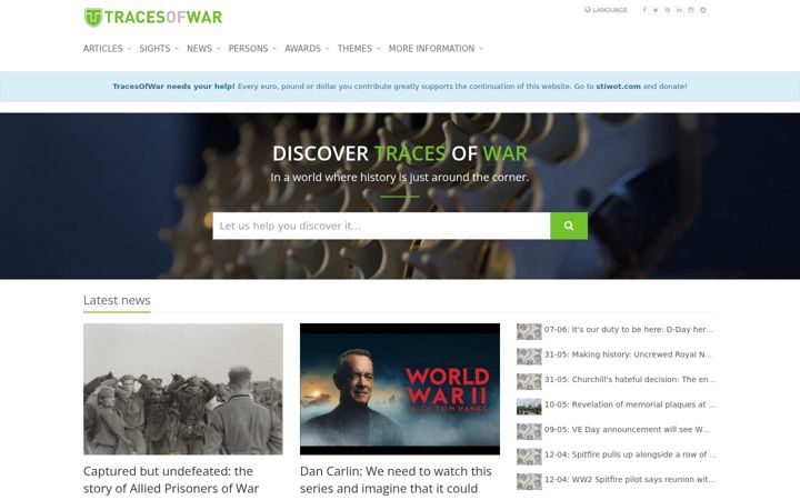Screenshot of tracesofwar.com