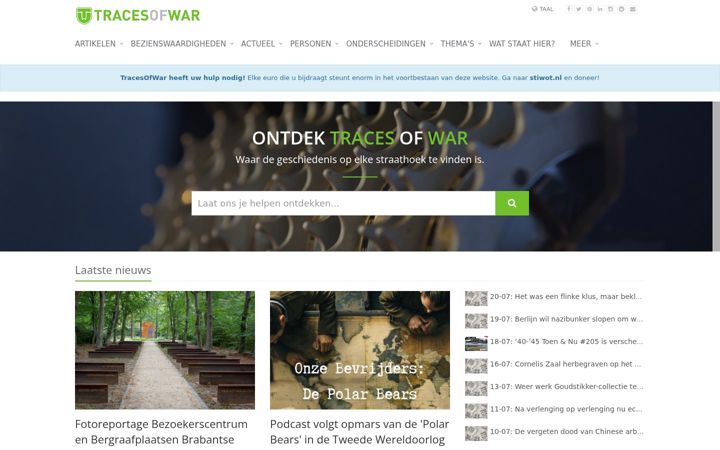 Screenshot του tracesofwar.nl