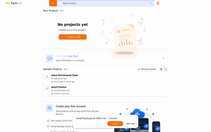 Screenshot ta' track-loop.app