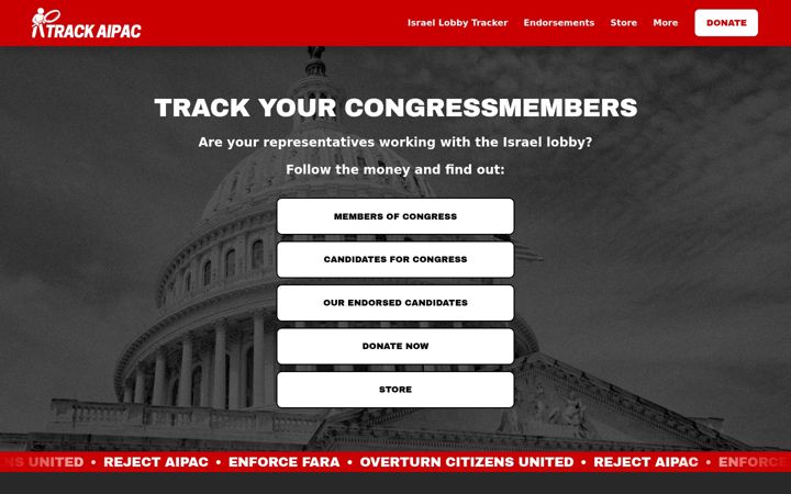 Screenshot of trackaipac.com