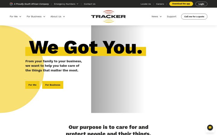 Ekraanipilt saidist tracker.co.za