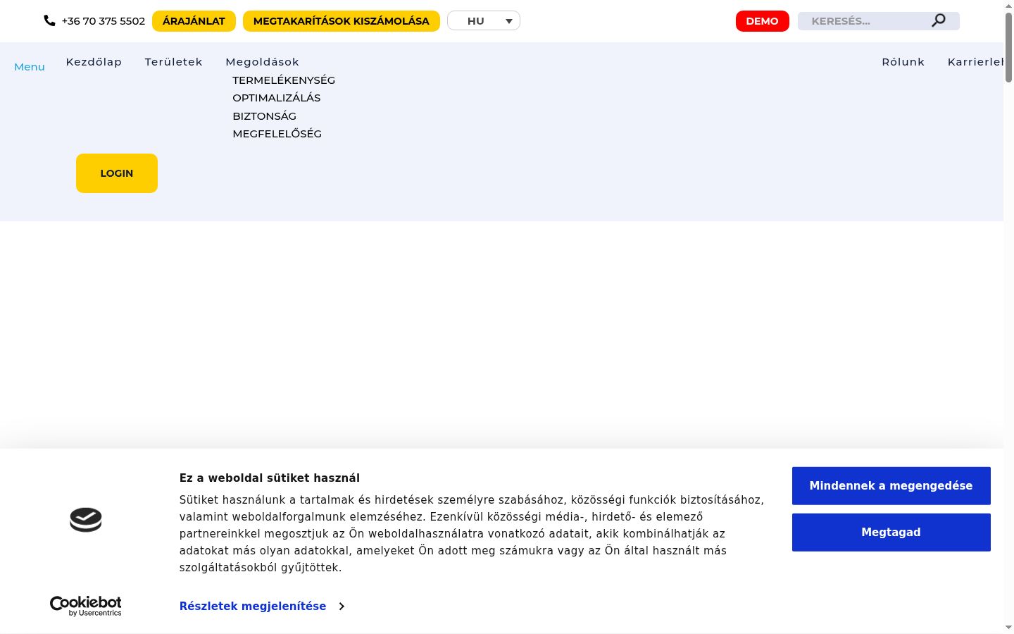 Képernyőkép a bármilyen interakció előtt megjelenő hozzájárulási bannerről