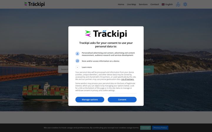 Screenshot of trackipi.com