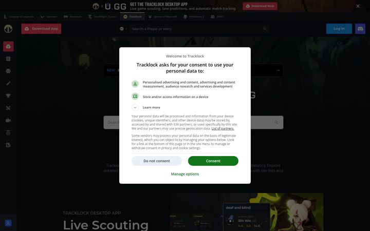 Screenshot of tracklock.gg