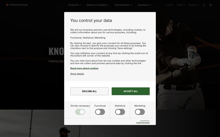 Screenshot of trackmanbaseball.com