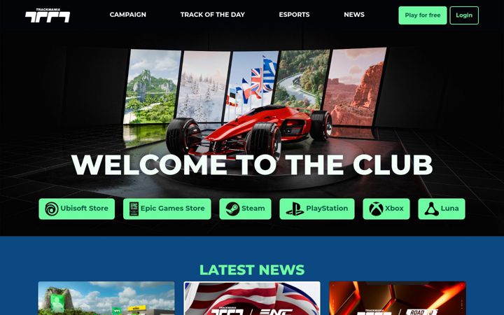 Screenshot of trackmania.com