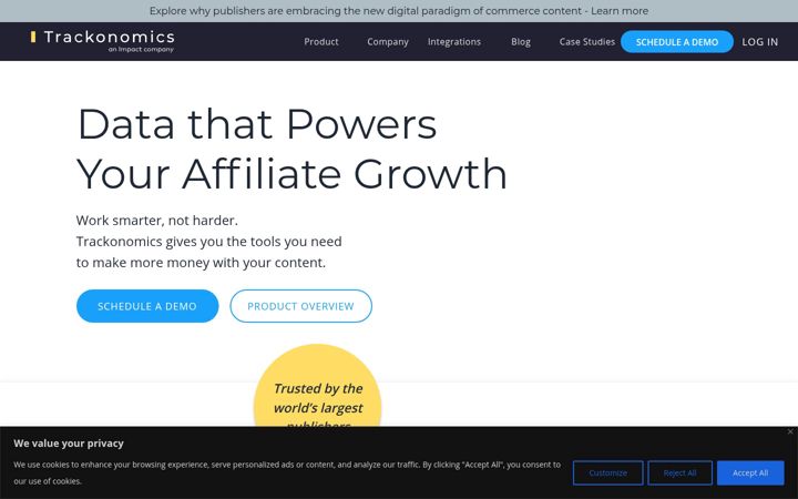 Screenshot of trackonomics.net