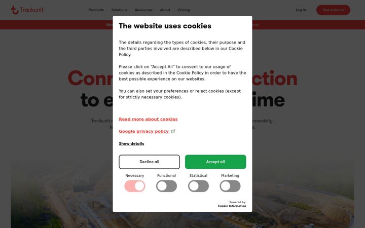 Screenshot of trackunit.com