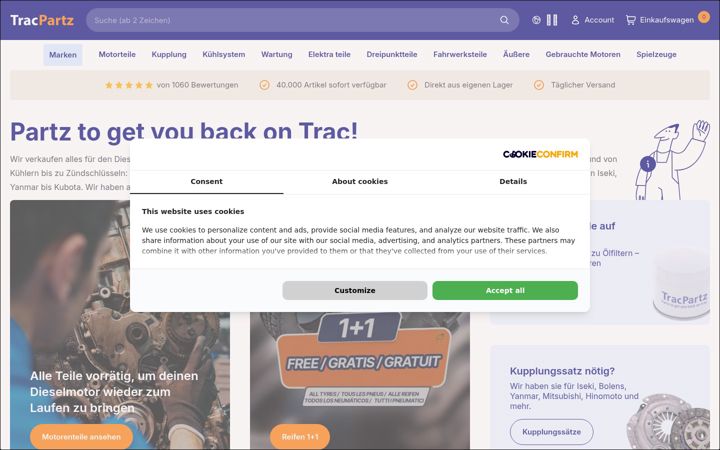Screenshot of tracpartz.de