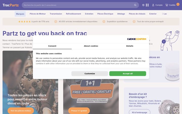 Screenshot of tracpartz.fr