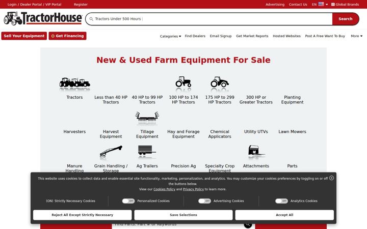 Ekraanipilt saidist tractorhouse.com