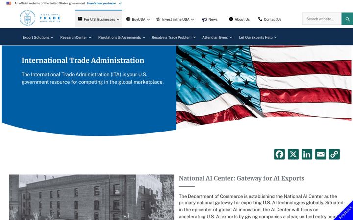 Screenshot von trade.gov
