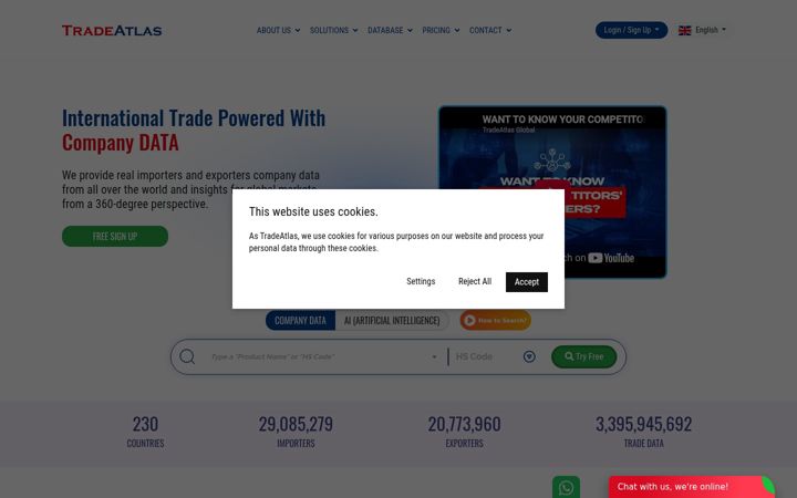 Screenshot of tradeatlas.com