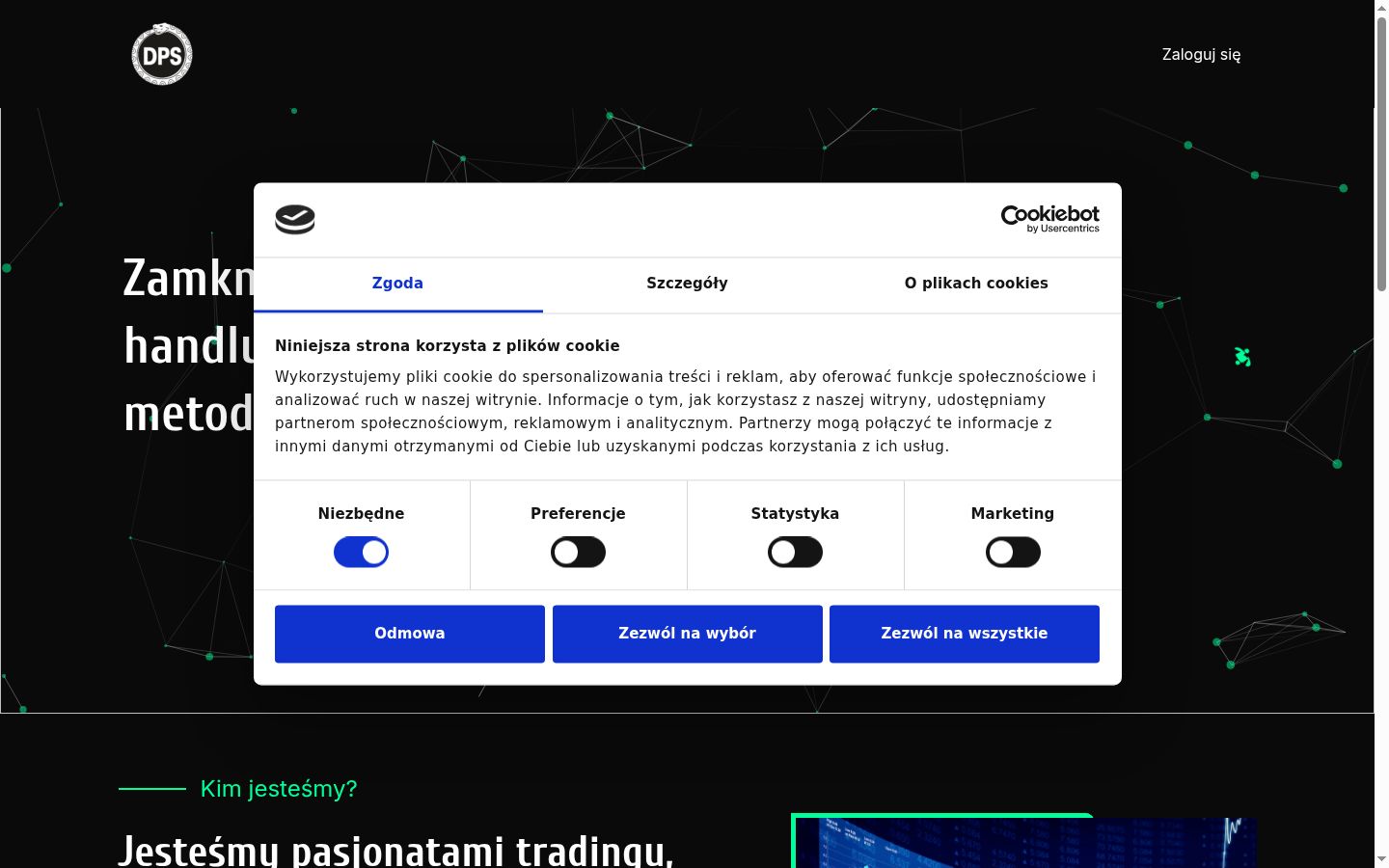 Posnetek zaslona pasice za privolitev, prikazane pred kakršno koli interakcijo