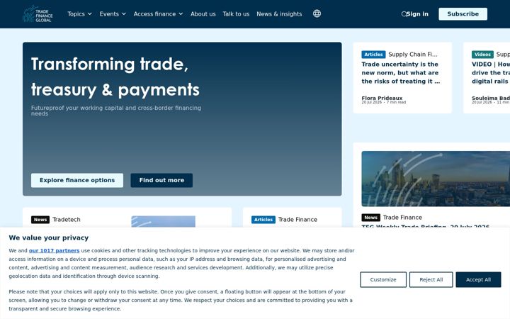 Screenshot von tradefinanceglobal.com