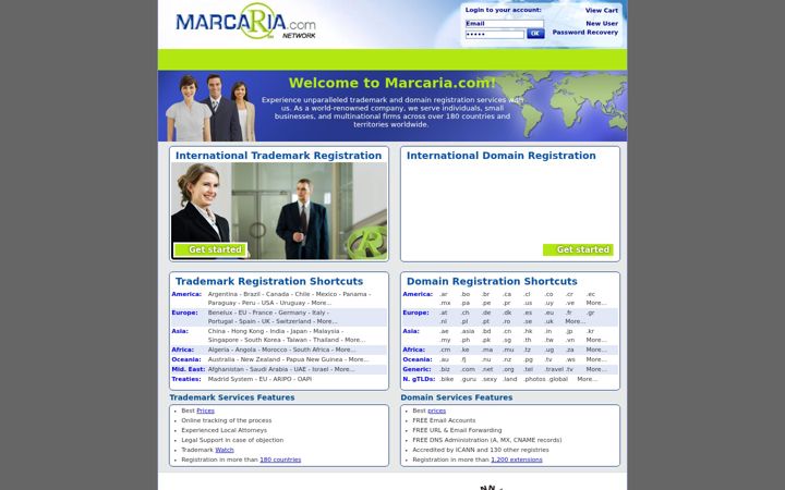 Captura de ecrã de trademarkarea.com