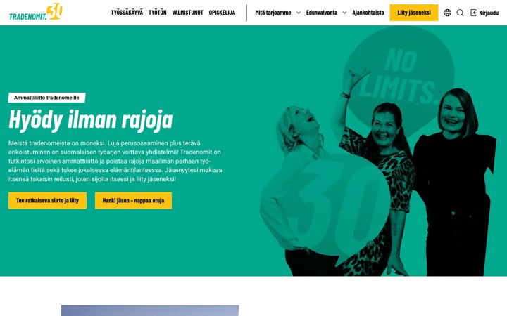 Skjermbilde av tradenomi.fi