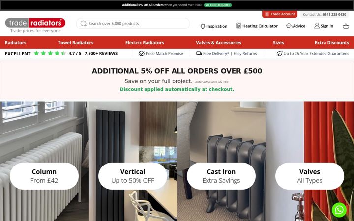 Screenshot of traderadiators.com