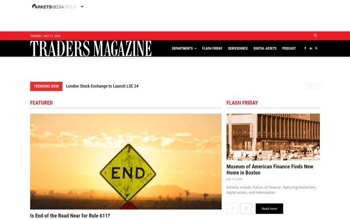Screenshot of tradersmagazine.com