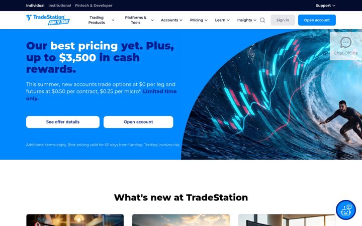 Screenshot van tradestation.com