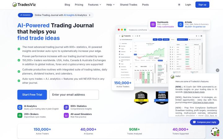 Screenshot of tradesviz.com