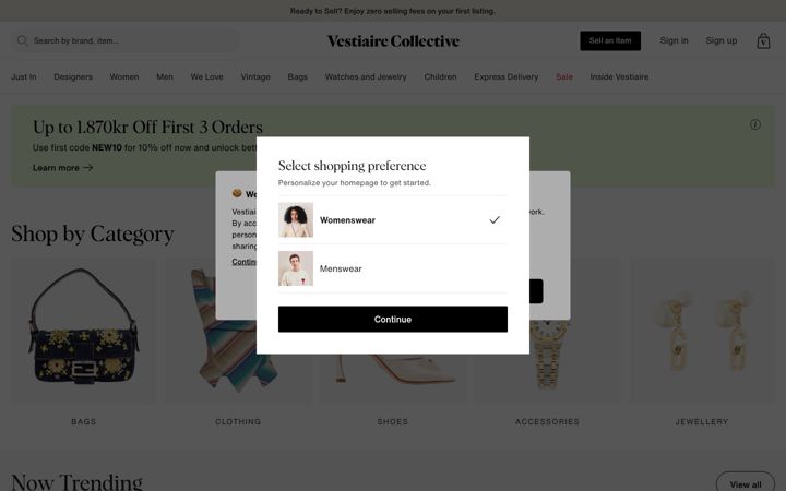 Screenshot of tradesy.com